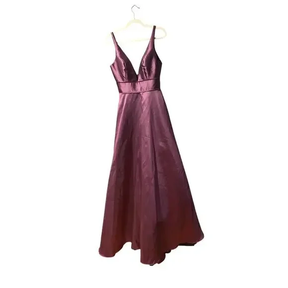 Ieena for MacDuggal the plunge v neck ballroom amethyst purple gown dress 4 - Picture 5 of 12